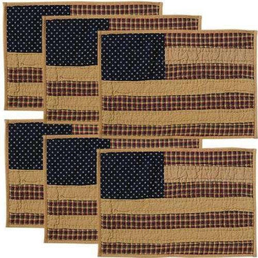 6/Set, Patriotic Patch Quilted Placemats, 12x18 - The Fox Decor